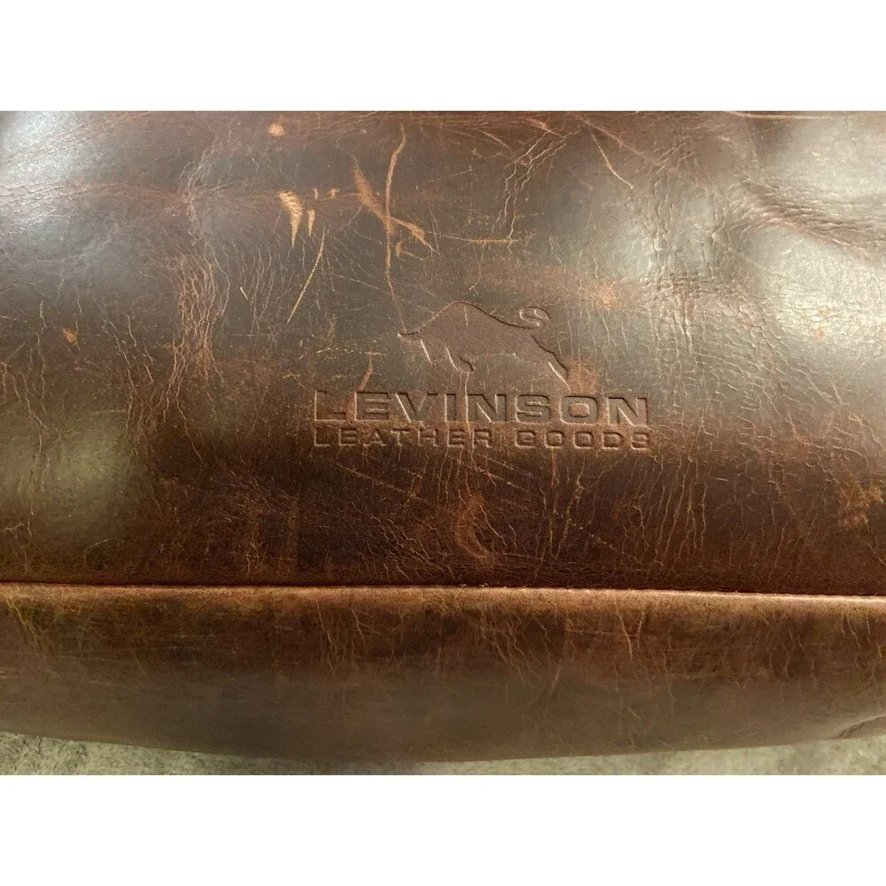VTG Levinson Leather Goods Parker Messenger Work Bag Brown Buffalo Briefcase USA